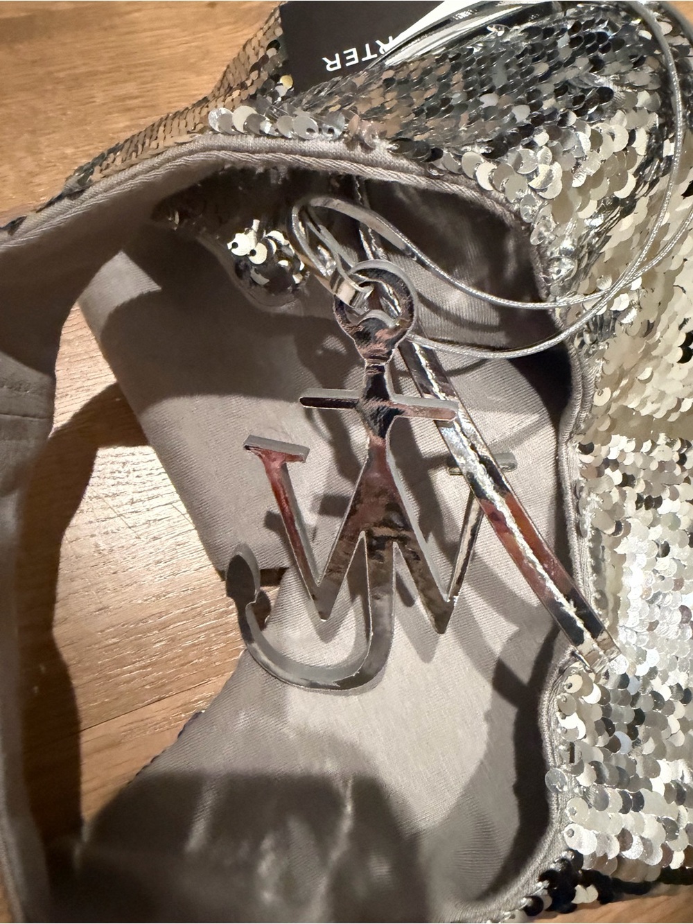JW ANDERSON Silver Sequin Shoulder Bag NWOT - Picture 4 of 5